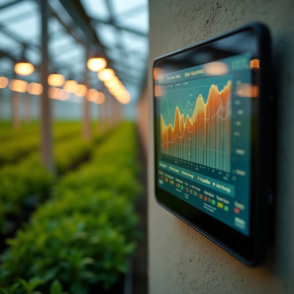 Анализ данных систем автоматизации теплицы на экране