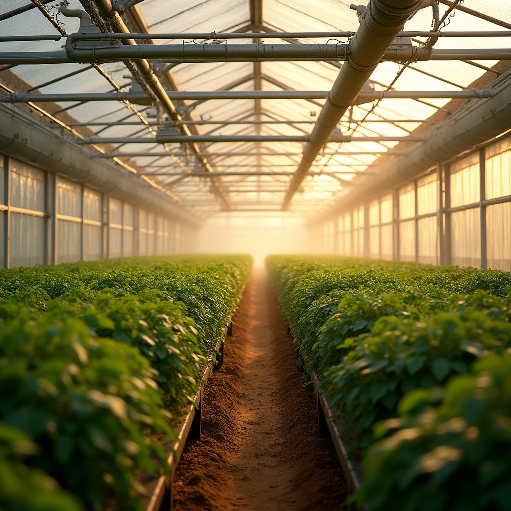 Современная автоматизированная теплица с системами контроля климата