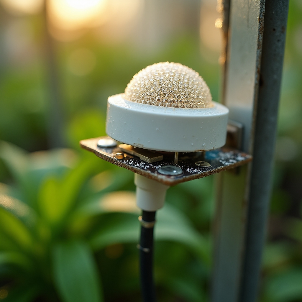 Датчик влажности и температуры для теплицы крупным планом